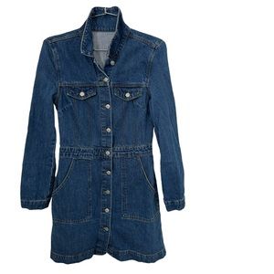 Topshop MOTO denim button down Trench dress size 6
